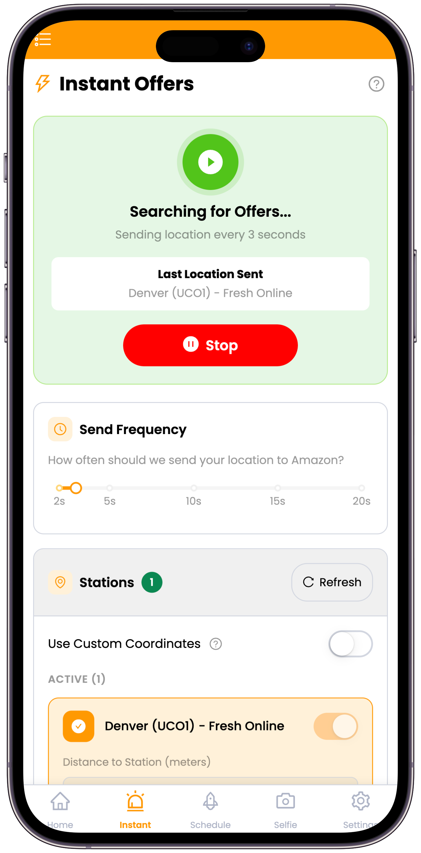 OnlyFlexer Instant Offers feature - free tool to grab Amazon Flex offers instantly